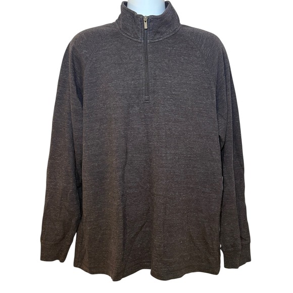 LL Bean Mens L Tall 1/4 Zip Pullover Sweatshirt Gray Slightly Fitted Mock Neck - Picture 1 of 9